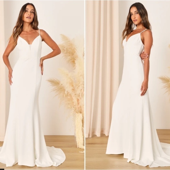LULUS Bridal Wedding Chic Sexy Elegant Sophisticate Mermaid Trumpet Gown - Picture 1 of 3